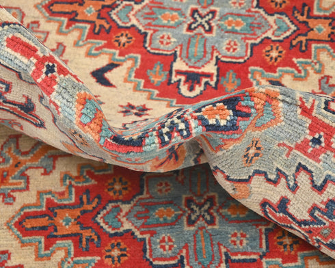 3x5 Beige Kuba Afghan Hand Knotted Wool Area Rug